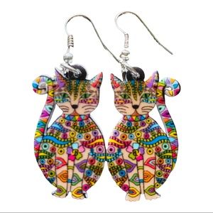 Colorful Acrylic Cat Earrings
